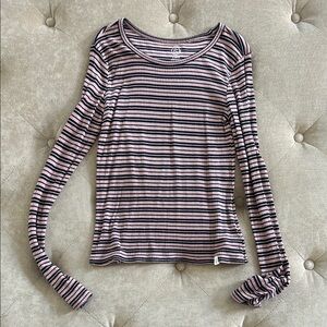 Striped Pink and Black Long Sleeve Top